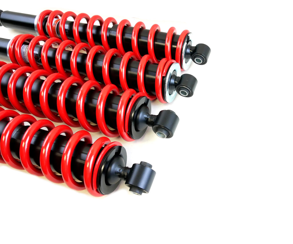 Monster Performance Full Shock Set for Honda Pioneer 700 & 700-4 2014, Front & Rear, Linear Rate, Responsive Handling, Optimal Damping, Quality Tested, Gas-charged, Anti-foam, Anti-shear, Adjustable 3