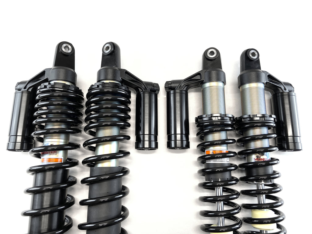 Monster Front Shocks for Honda 51400-HL4-AH1ZA, 52500-HL4-AH1ZA, 52400-HL4-AH1ZA, Pioneer 1000, Monotube, Responsive Handling, Quality Tested, Gas-charged, Anti-foam, Anti-shear, Adjustable 3