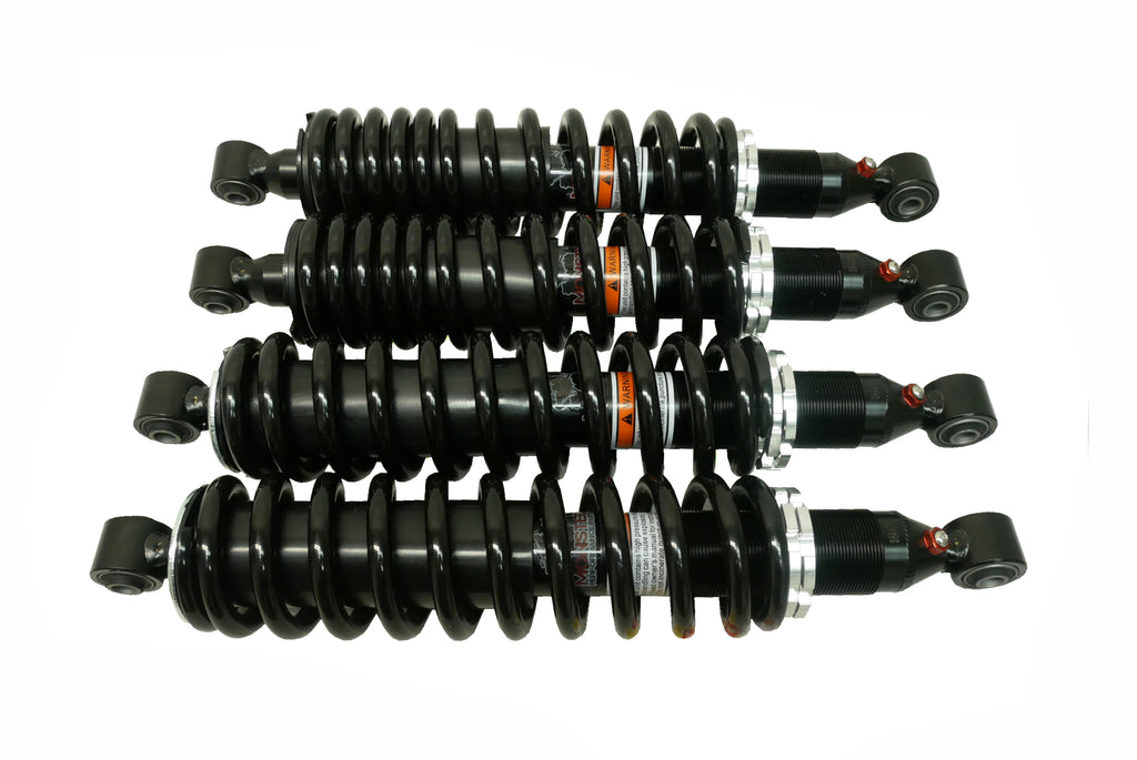 Monster Performance Full Shock Set for CFMOTO 9GQ0-050500 9GQ0-060500, Front & Rear, CFORCE 400 500, Gas-charged, Anti-foam, Anti-shear, Optimal Damping, Quality Teste