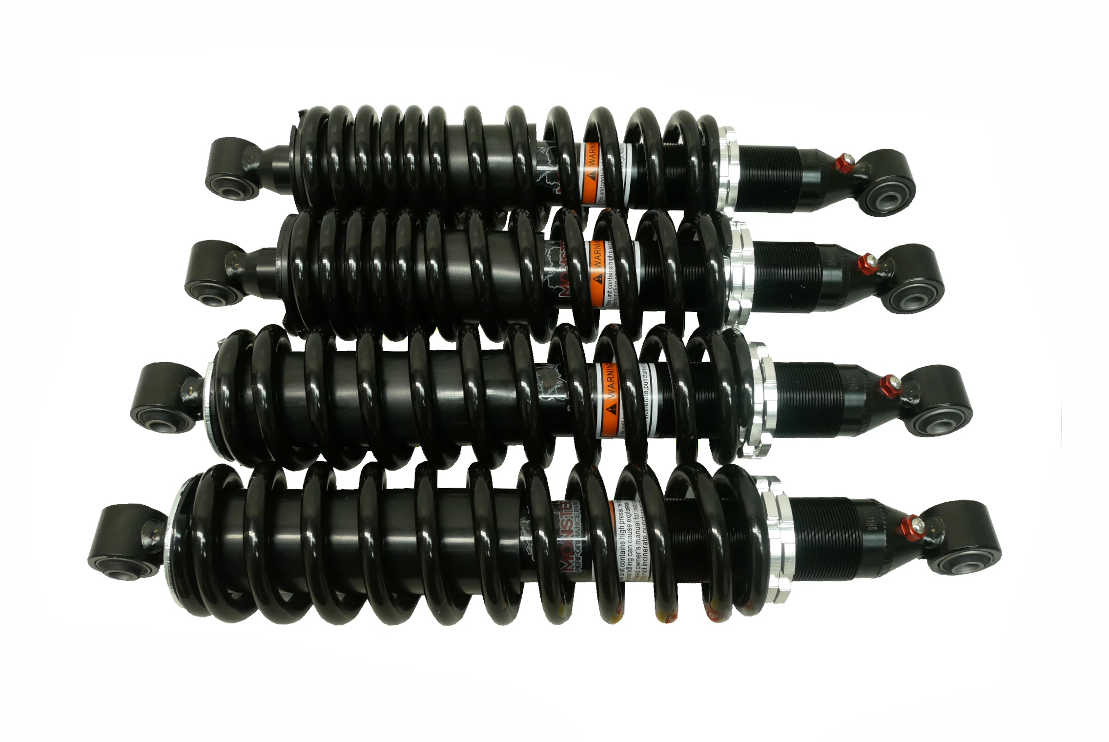 Monster Performance Full Shock Set for CFMOTO 9GQ0-050500 9GQ0-060500, Front & Rear, CFORCE 400 500, Gas-charged, Anti-foam, Anti-shear, Optimal Damping, Quality Teste