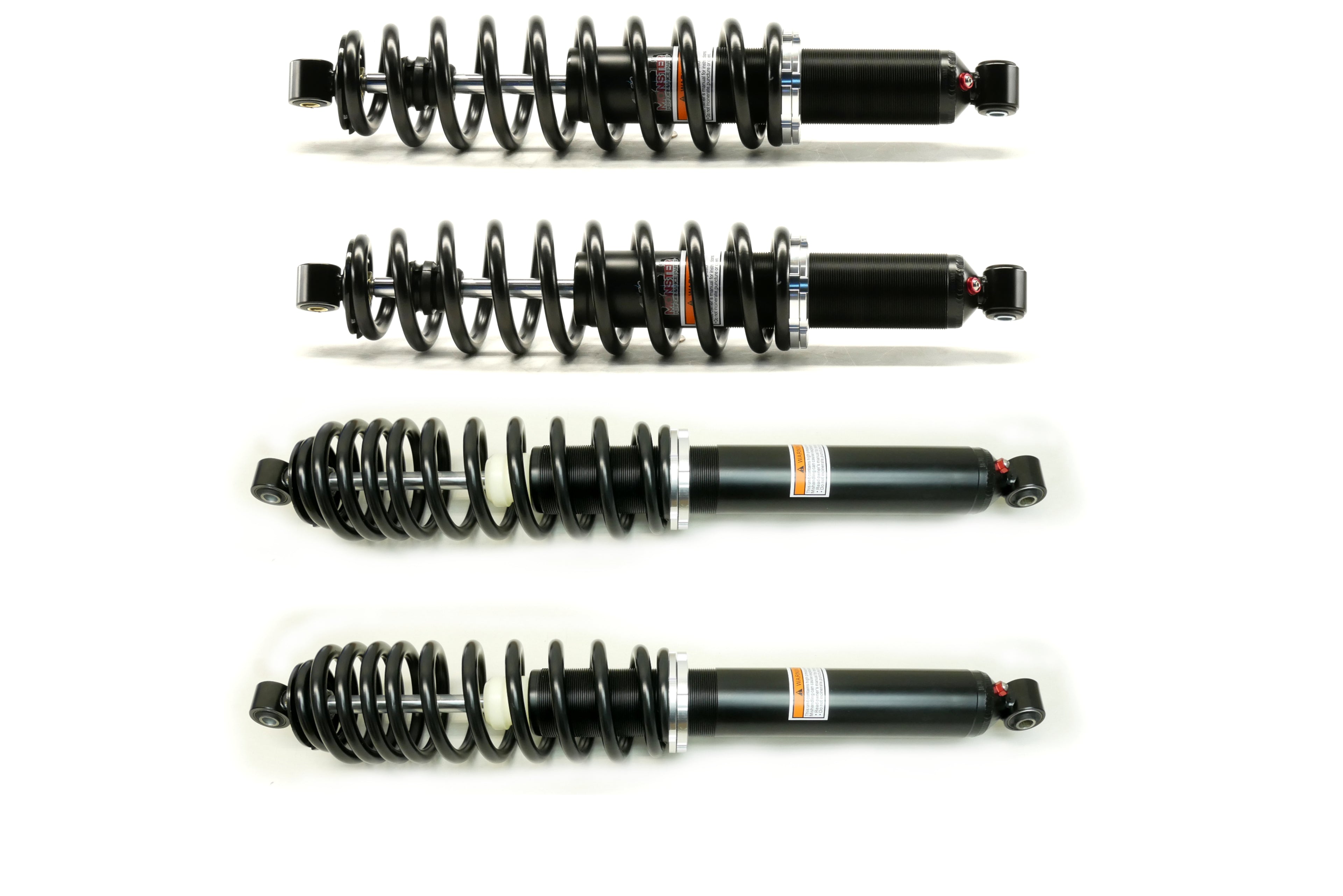 Monster Performance Full Shock Set for Polaris 7043755, 7043753, Front & Rear, Monotube, Responsive Handling, Quality Tested, Gas-charged, Anti-foam, Anti-shear, Adjustable 1