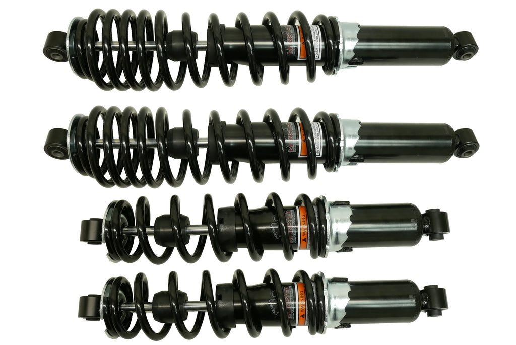 Monster Performance Full Shock Set for Polaris 7043464, 7043463, Front & Rear, Monotube, Responsive Handling, Quality Tested, Gas-charged, Anti-foam, Anti-shear, Adjustable 1