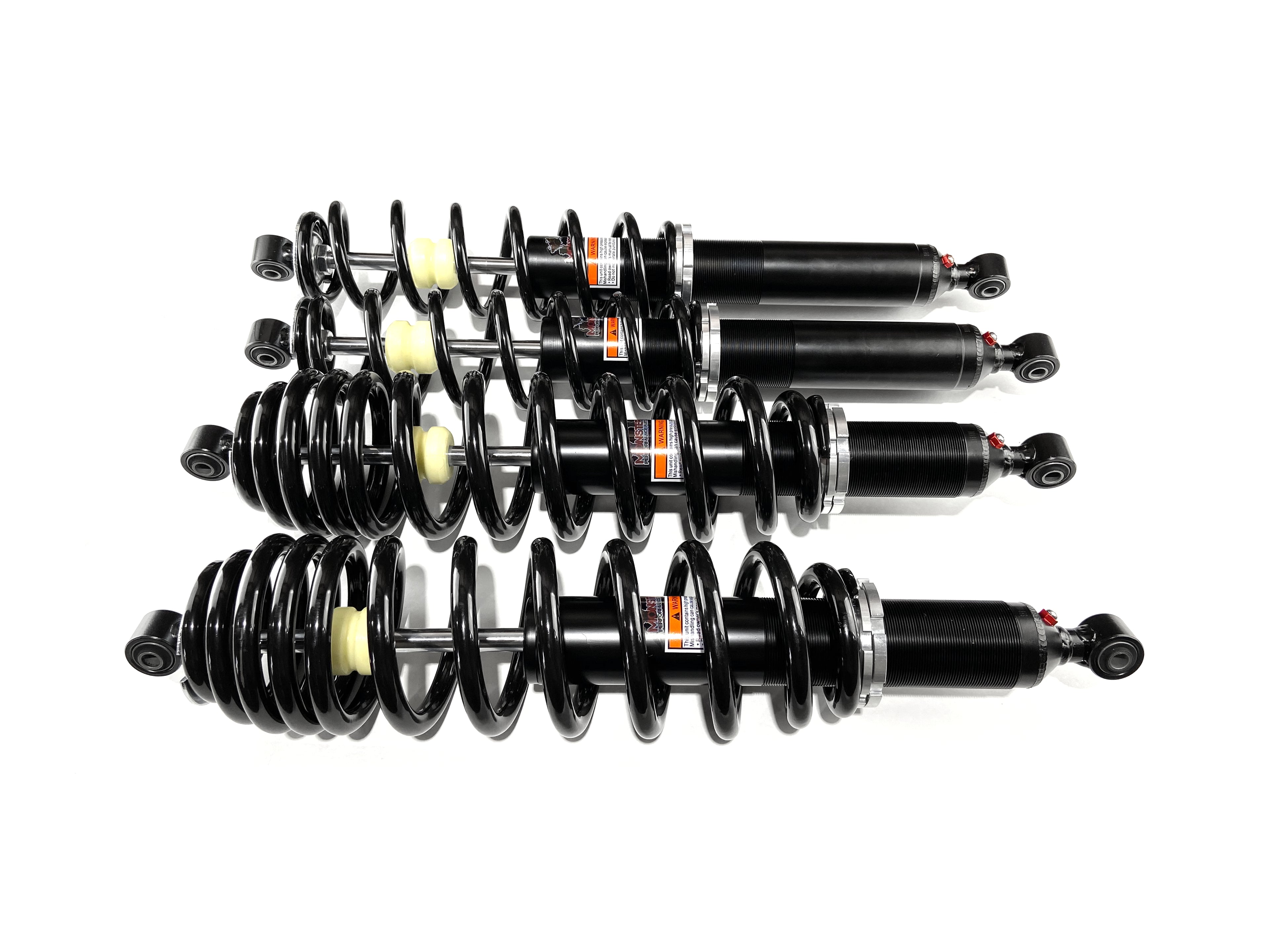 Monster Performance Full Shock Set for Polaris 7044628, 7044629, Front & Rear, Monotube, Responsive Handling, Quality Tested, Gas-charged, Anti-foam, Anti-shear, Adjustable 1