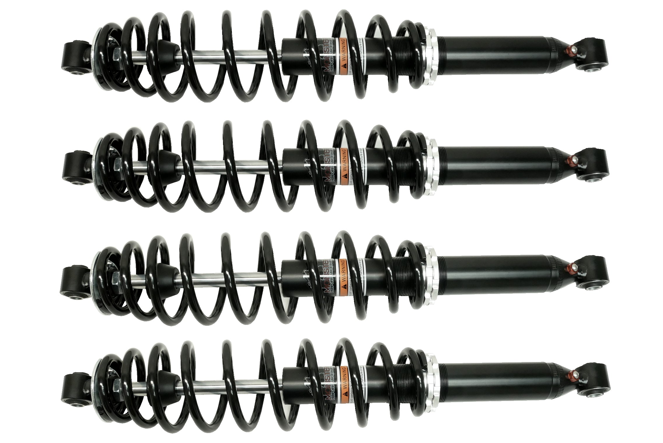 Monster Performance Full Shock Set for Can-Am 706201170, 706001524, Front & Rear, Monotube, Responsive Handling, Quality Tested, Gas-charged, Anti-foam, Anti-shear, Adjustable 1