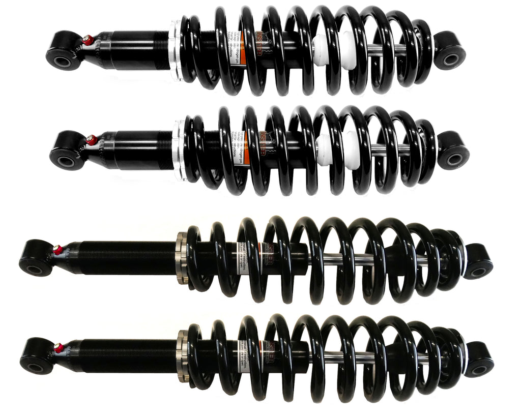 Monster Full Shock Set for John Deere AUC12197 AUC12198, Front & Rear, XUV Gator 590, Monotube, Responsive Handling, Quality Tested, Gas-charged, Anti-foam, Anti-shear, Adjustable 1